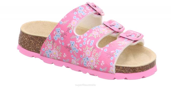 Superfit Pink/Multi Coloure Toddlers FUSSBETTPANTOFFEL - Slipper with Buckle Z6Z8598